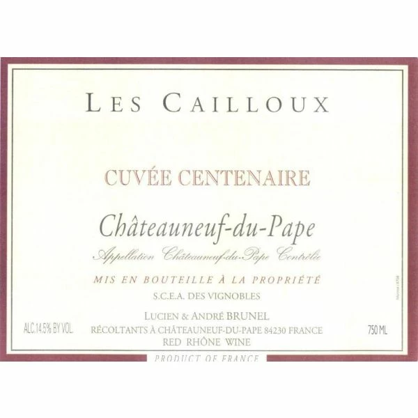 Andre Brunel Chateauneuf-du-Pape Les Cailloux Cuvee Centenaire 2015 - Image 2