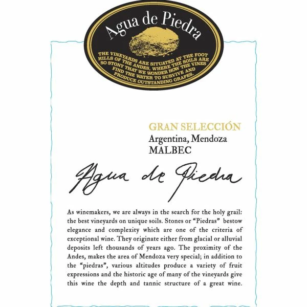 Agua De Piedra Gran Seleccion Malbec 2022 - Image 2